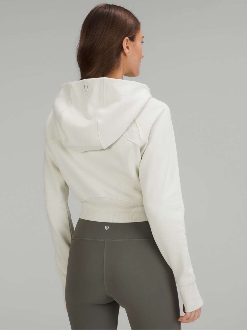 Lululemon Scuba Full-Zip Cropped workout Hoodie ivory cream sweatshirt - Picture 2 of 7